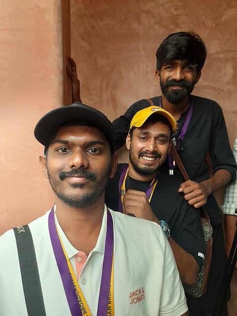 Kerala photographers Shihas Siyad, Sinan Shaji and Nandu Prasad Beit at Jio World Centre covering Ambani wedding